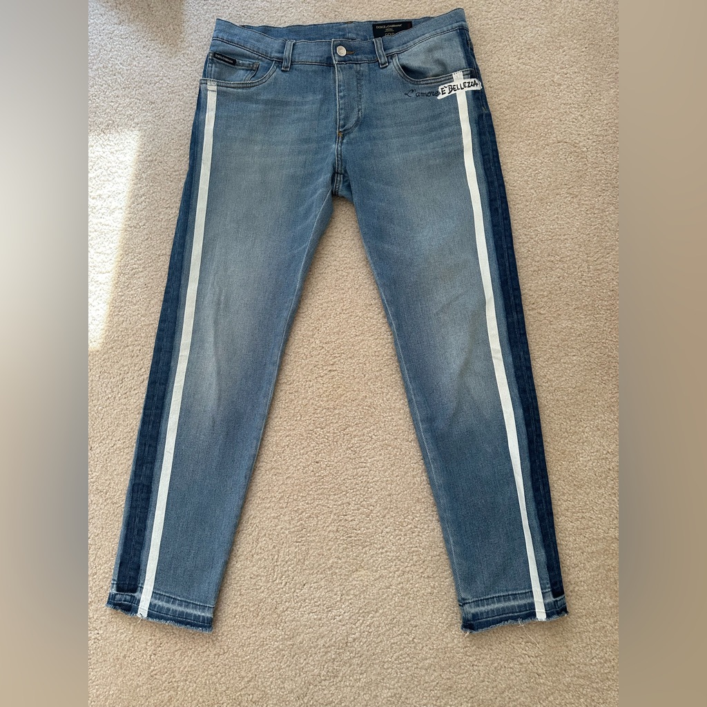 Dolce & Gabbana Light Blue Denim Jeans With Dark Blue Side Panels